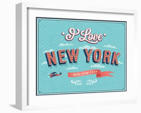 Vintage Greeting Card From New York - Usa-MiloArt-Framed Art Print