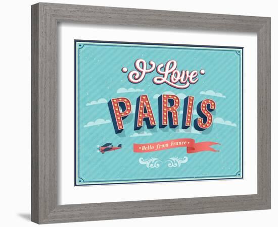 Vintage Greeting Card From Paris - France-MiloArt-Framed Art Print