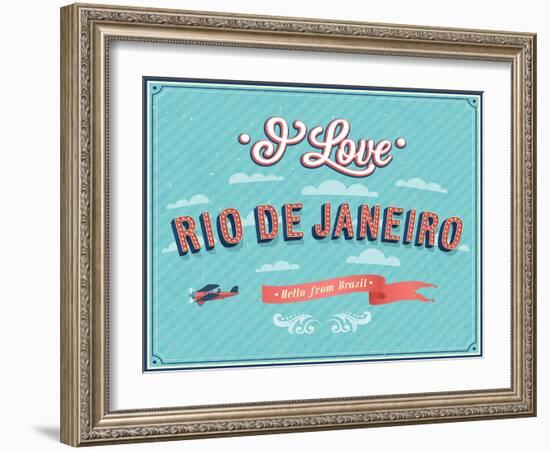 Vintage Greeting Card From Rio De Janeiro - Brazil-MiloArt-Framed Art Print