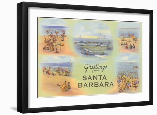 Vintage Greetings from Santa Barbara-null-Framed Art Print