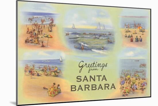 Vintage Greetings from Santa Barbara-null-Mounted Art Print