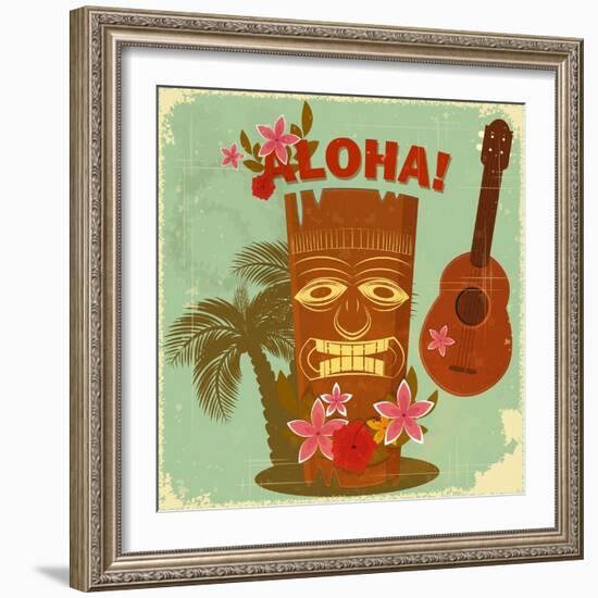 Vintage Hawaiian Postcard-elfivetrov-Framed Art Print