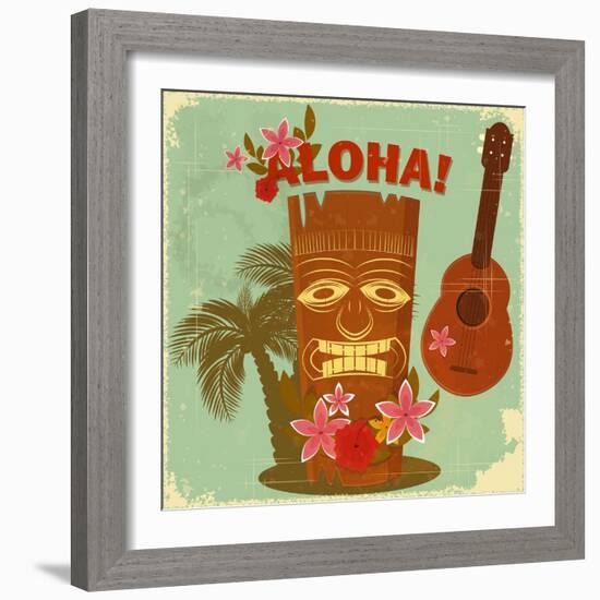 Vintage Hawaiian Postcard-elfivetrov-Framed Art Print