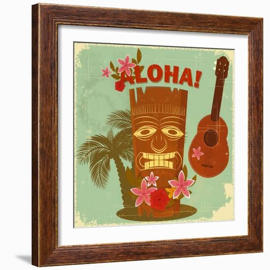 Vintage Hawaiian Postcard-elfivetrov-Framed Art Print