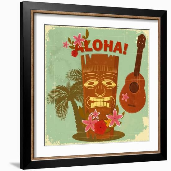 Vintage Hawaiian Postcard-elfivetrov-Framed Art Print