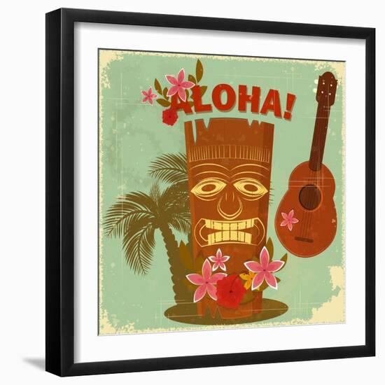 Vintage Hawaiian Postcard-elfivetrov-Framed Art Print