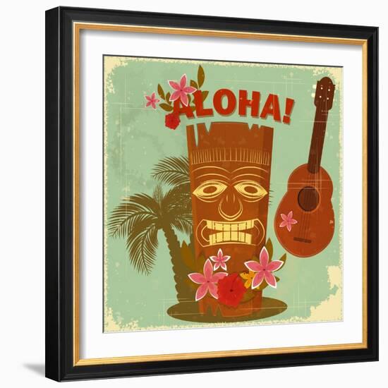 Vintage Hawaiian Postcard-elfivetrov-Framed Premium Giclee Print