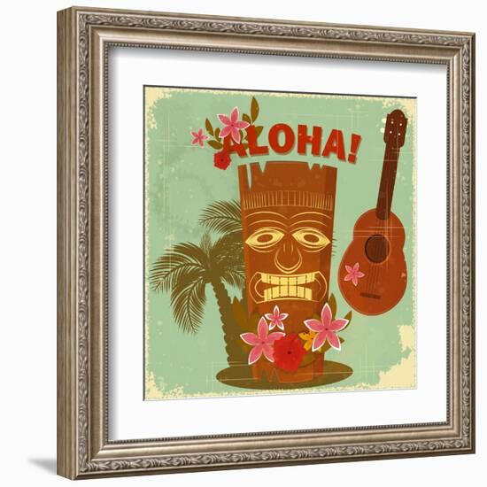 Vintage Hawaiian Postcard-elfivetrov-Framed Art Print