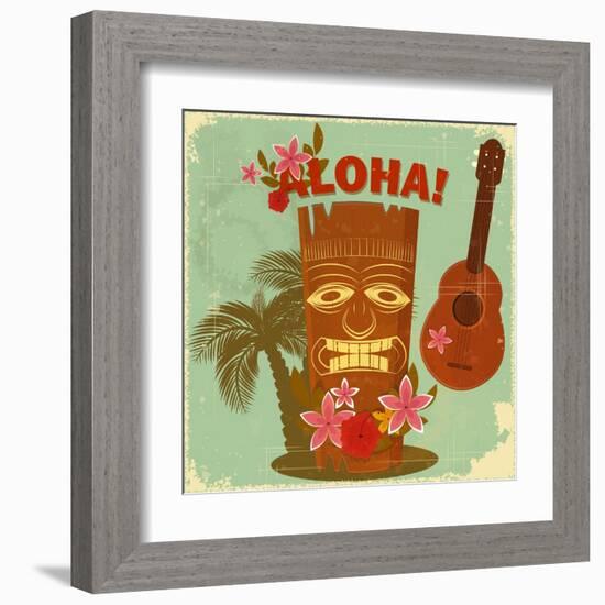 Vintage Hawaiian Postcard-elfivetrov-Framed Art Print