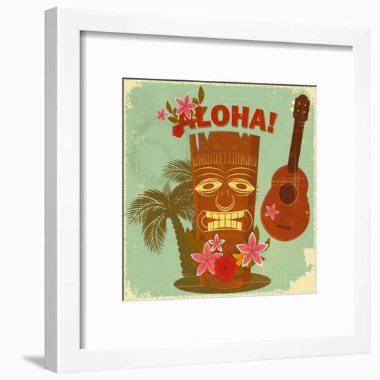 Vintage Hawaiian Postcard-elfivetrov-Framed Art Print