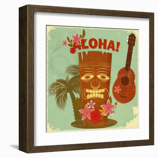 Vintage Hawaiian Postcard-elfivetrov-Framed Art Print