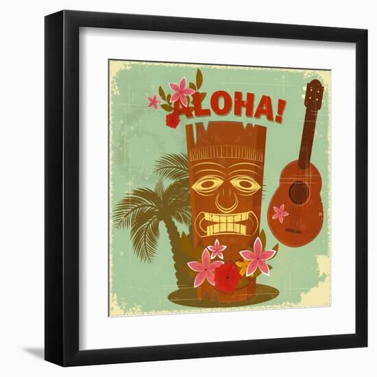 Vintage Hawaiian Postcard-elfivetrov-Framed Art Print