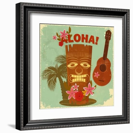 Vintage Hawaiian Postcard-elfivetrov-Framed Art Print