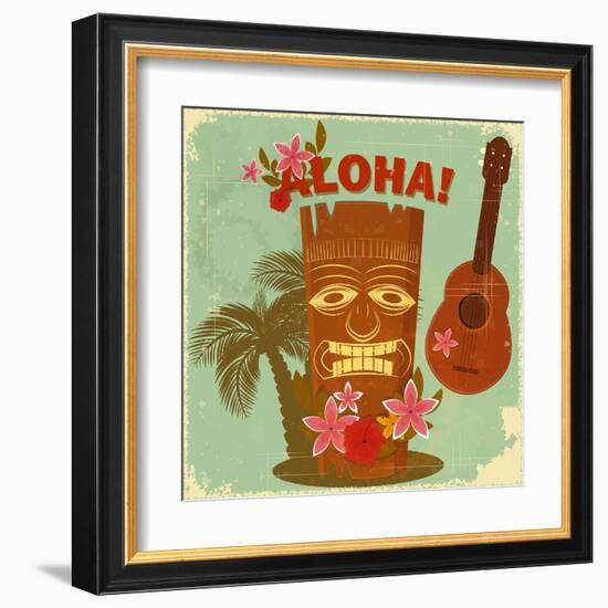 Vintage Hawaiian Postcard-elfivetrov-Framed Art Print