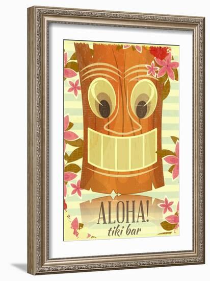 Vintage Hawaiian Tiki Postcard-elfivetrov-Framed Art Print