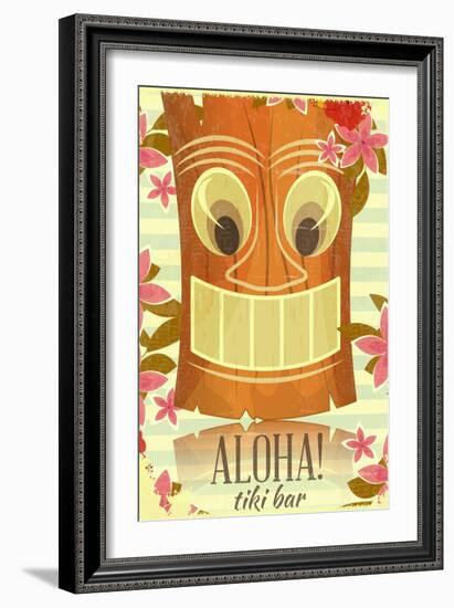 Vintage Hawaiian Tiki Postcard-elfivetrov-Framed Art Print
