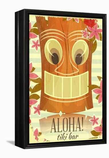 Vintage Hawaiian Tiki Postcard-elfivetrov-Framed Stretched Canvas