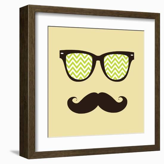 Vintage Hipster Background. Sunglasses and Mustache.-AnnaKukhmar-Framed Art Print