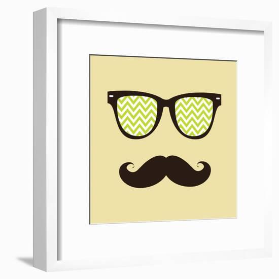 Vintage Hipster Background. Sunglasses and Mustache.-AnnaKukhmar-Framed Art Print
