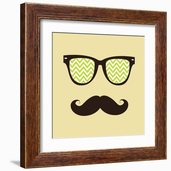 Vintage Hipster Background. Sunglasses and Mustache.-AnnaKukhmar-Framed Art Print