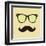 Vintage Hipster Background. Sunglasses and Mustache.-AnnaKukhmar-Framed Art Print