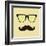 Vintage Hipster Background. Sunglasses and Mustache.-AnnaKukhmar-Framed Art Print