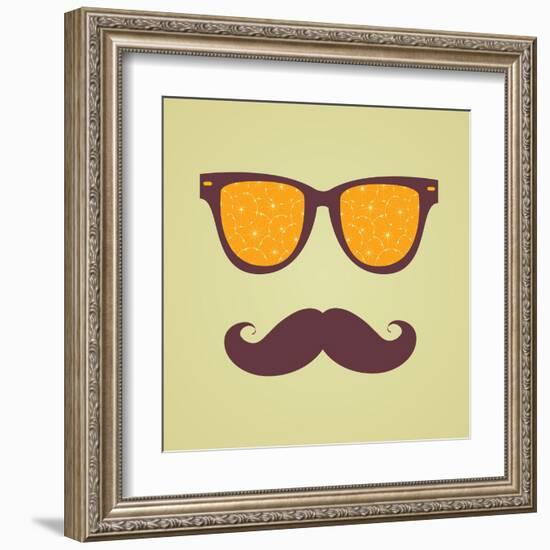 Vintage Hipster Background. Sunglasses Reflection Orange-AnnaKukhmar-Framed Art Print