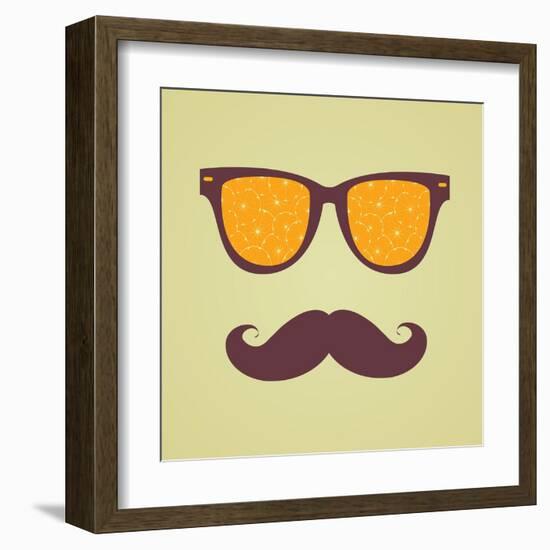 Vintage Hipster Background. Sunglasses Reflection Orange-AnnaKukhmar-Framed Art Print