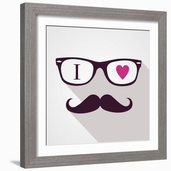 Vintage Hipster Icon Face-cienpies-Framed Art Print