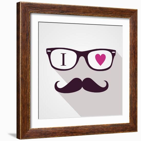 Vintage Hipster Icon Face-cienpies-Framed Art Print