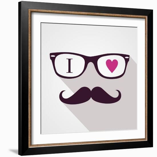 Vintage Hipster Icon Face-cienpies-Framed Art Print