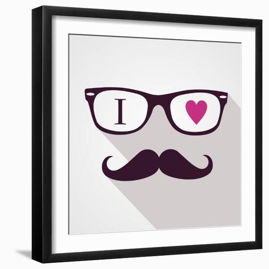 Vintage Hipster Icon Face-cienpies-Framed Art Print