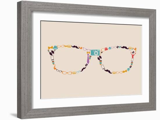 Vintage Hipster Icon Glasses-cienpies-Framed Art Print