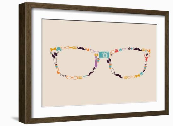 Vintage Hipster Icon Glasses-cienpies-Framed Art Print