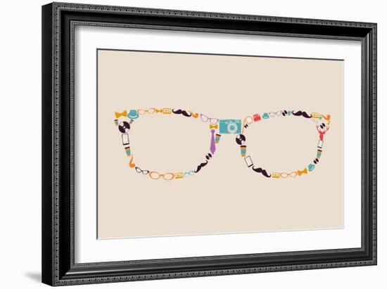 Vintage Hipster Icon Glasses-cienpies-Framed Art Print