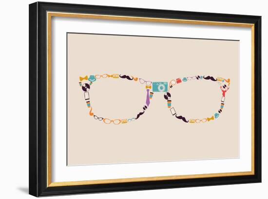 Vintage Hipster Icon Glasses-cienpies-Framed Art Print