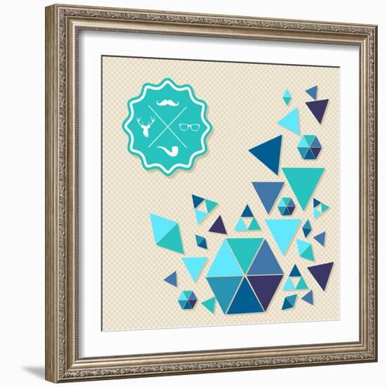 Vintage Hipster Label Icons with Geometric Elements-cienpies-Framed Art Print