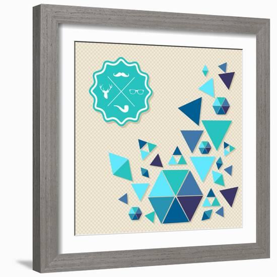 Vintage Hipster Label Icons with Geometric Elements-cienpies-Framed Art Print