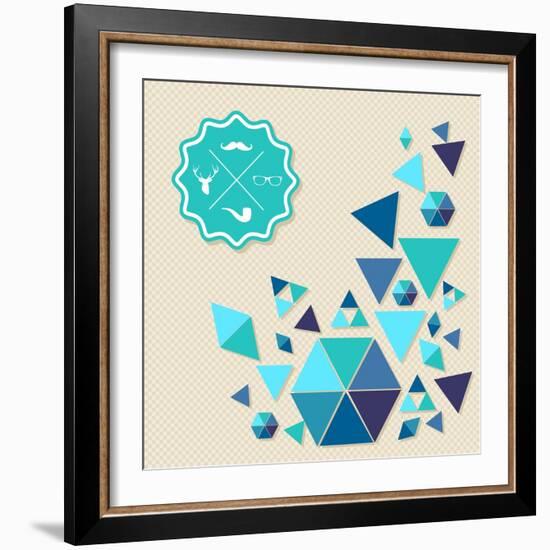 Vintage Hipster Label Icons with Geometric Elements-cienpies-Framed Art Print