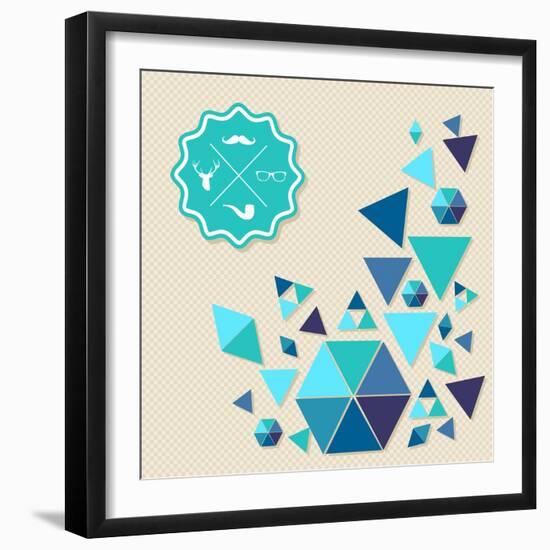 Vintage Hipster Label Icons with Geometric Elements-cienpies-Framed Art Print