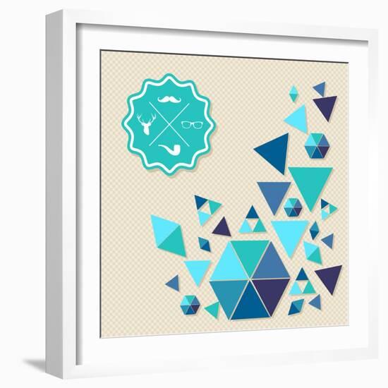 Vintage Hipster Label Icons with Geometric Elements-cienpies-Framed Art Print