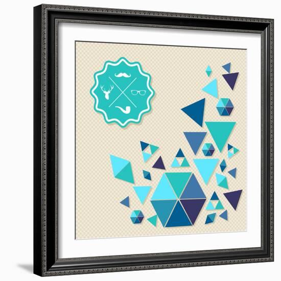 Vintage Hipster Label Icons with Geometric Elements-cienpies-Framed Art Print