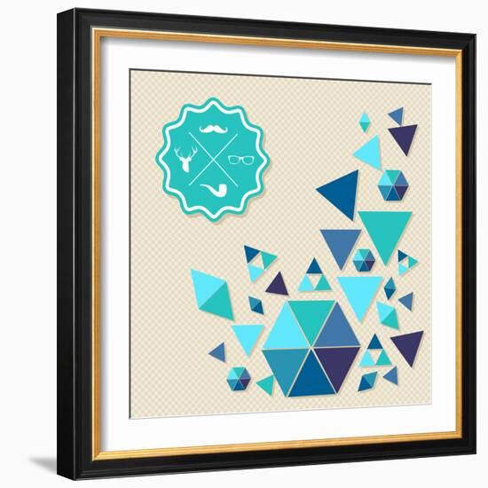 Vintage Hipster Label Icons with Geometric Elements-cienpies-Framed Art Print