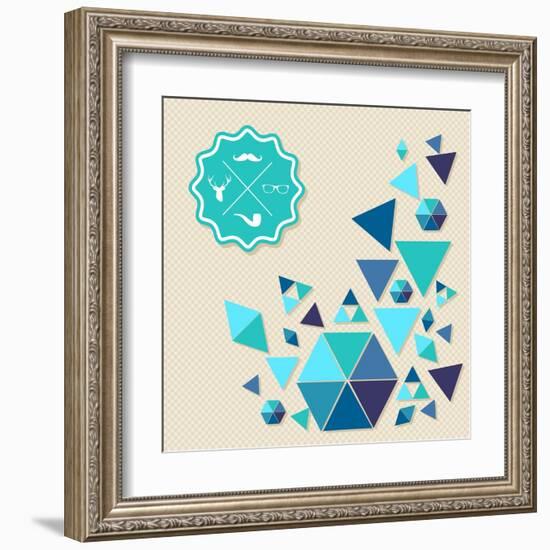 Vintage Hipster Label Icons with Geometric Elements-cienpies-Framed Art Print