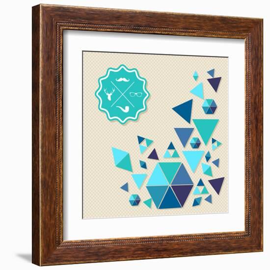 Vintage Hipster Label Icons with Geometric Elements-cienpies-Framed Art Print