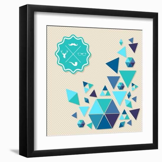 Vintage Hipster Label Icons with Geometric Elements-cienpies-Framed Art Print