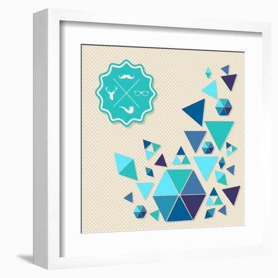 Vintage Hipster Label Icons with Geometric Elements-cienpies-Framed Art Print