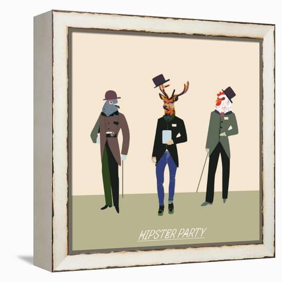 Vintage Hipsters Trendy Illustration-run4it-Framed Stretched Canvas
