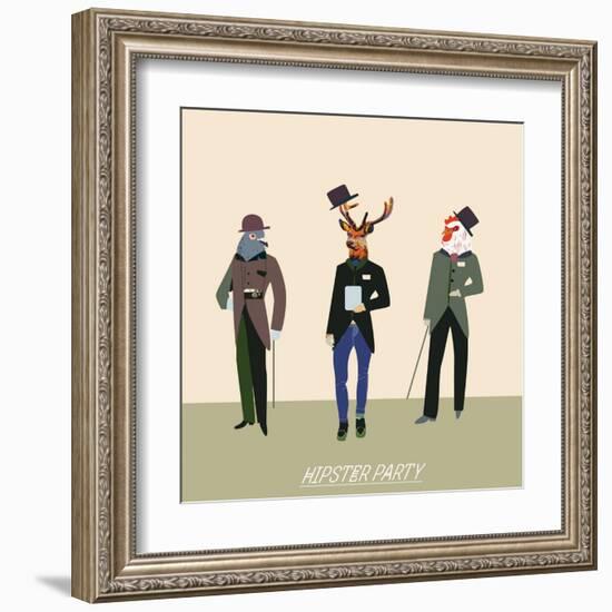 Vintage Hipsters Trendy Illustration-run4it-Framed Art Print