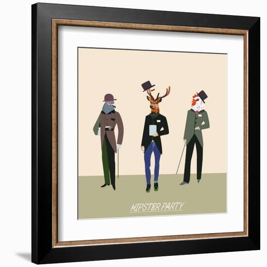 Vintage Hipsters Trendy Illustration-run4it-Framed Art Print